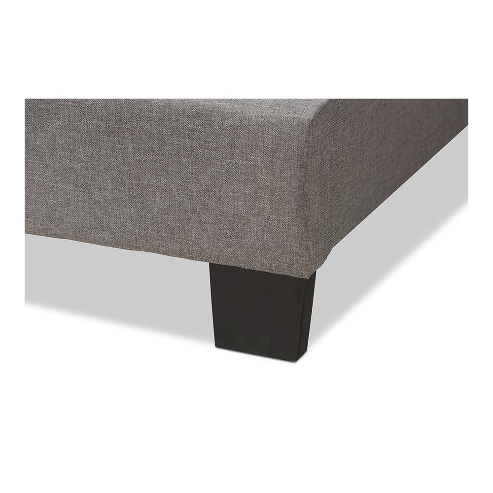 Vivienne Modern and Contemporary Light Grey Fabric Upholstered Queen Size Bed. Picture 5