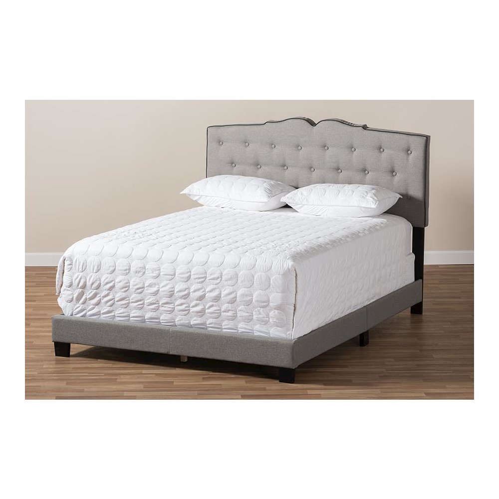 Vivienne Modern and Contemporary Light Grey Fabric Upholstered Queen Size Bed. Picture 7