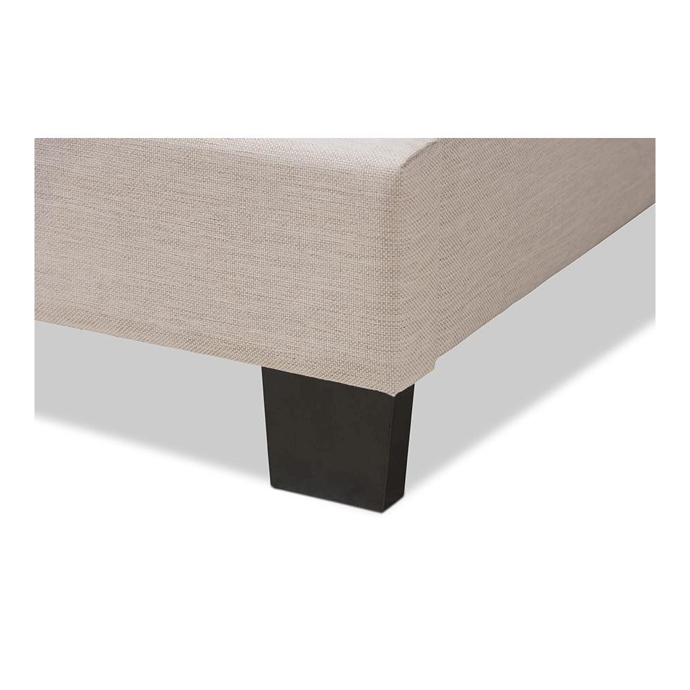 Odette Modern and Contemporary Light Beige Fabric Upholstered Queen Size Bed. Picture 5