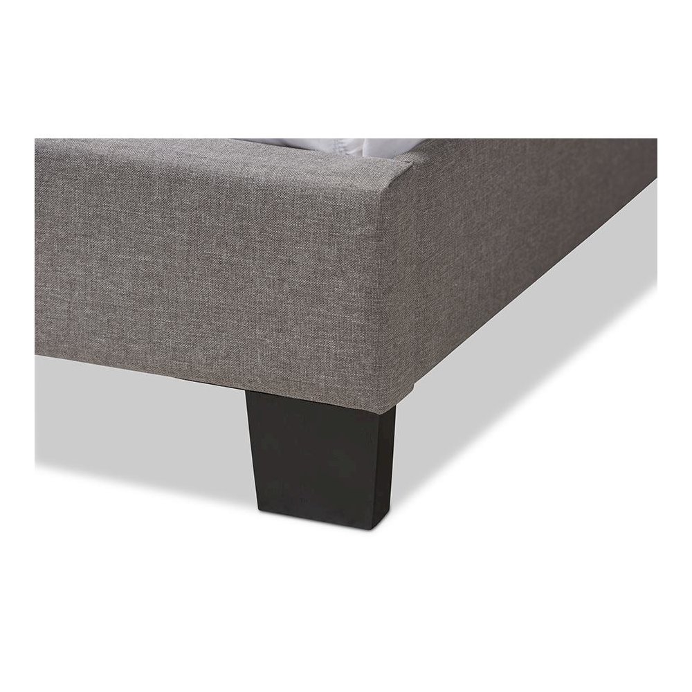 Odette Modern and Contemporary Light Grey Fabric Upholstered Queen Size Bed. Picture 5