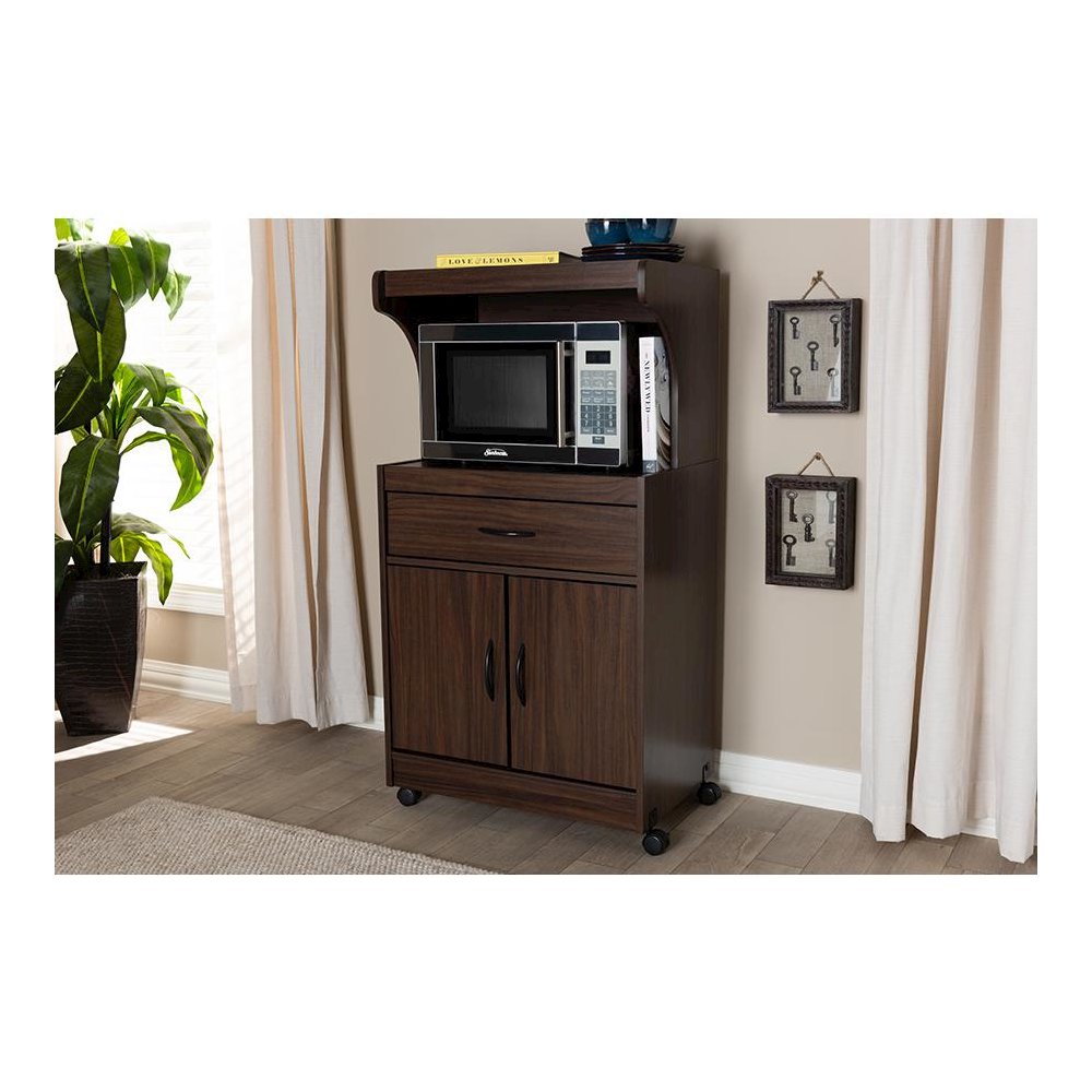 Tannis Modern and Contemporary Dark Walnut Finished Kitchen Cabinet. Picture 19