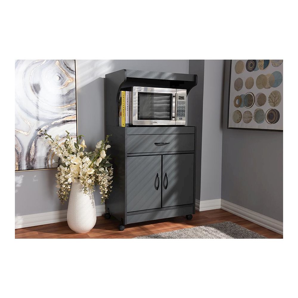 Baxton Studio Tannis Modern and Contemporary Dark Grey Finished Kitchen Cabinet. Picture 21