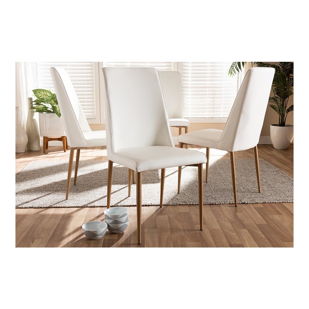 White Faux Leather Upholstered Dining Chair (Set of 4). Picture 11
