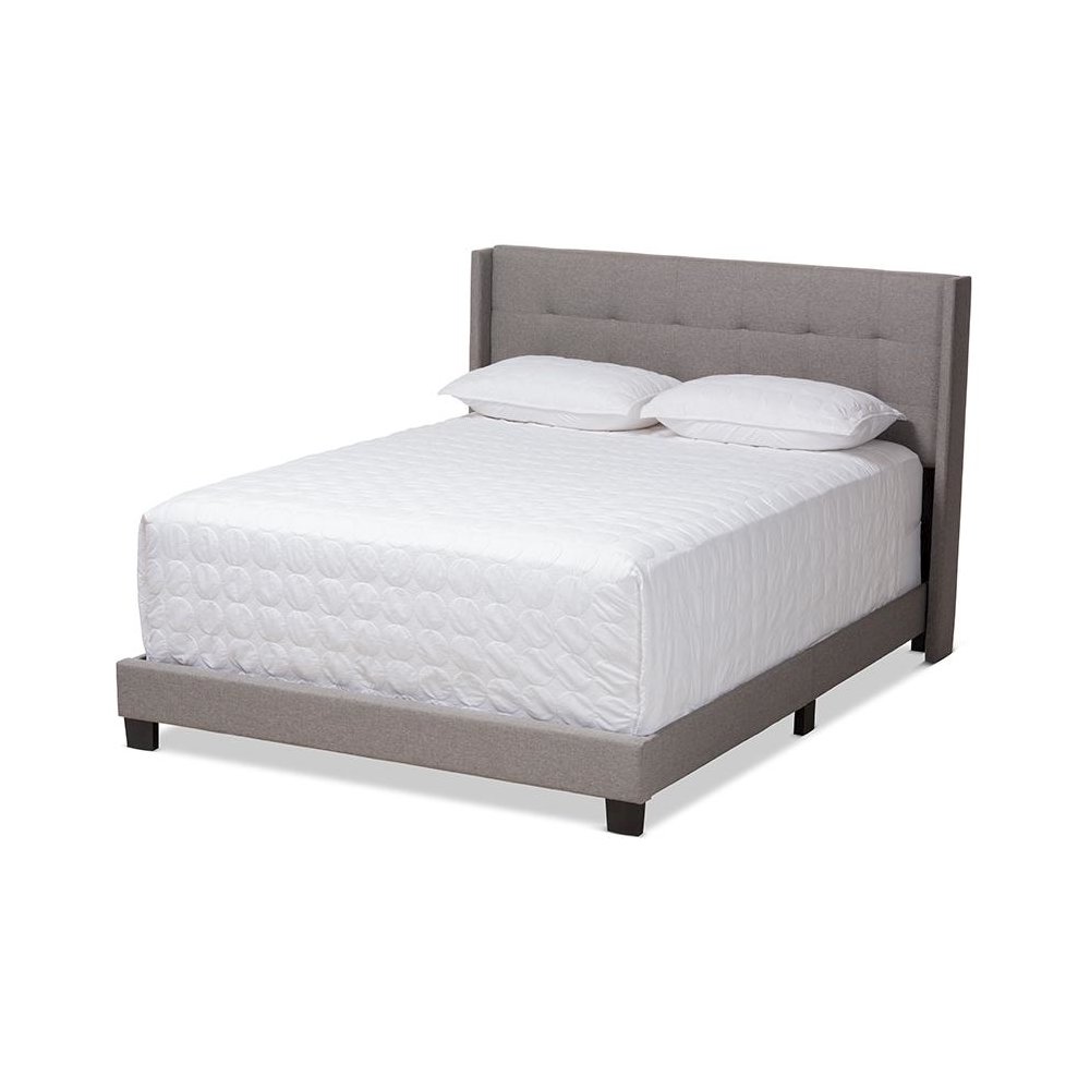 Lisette Modern and Contemporary Grey Fabric Upholstered King Size Bed. Picture 1