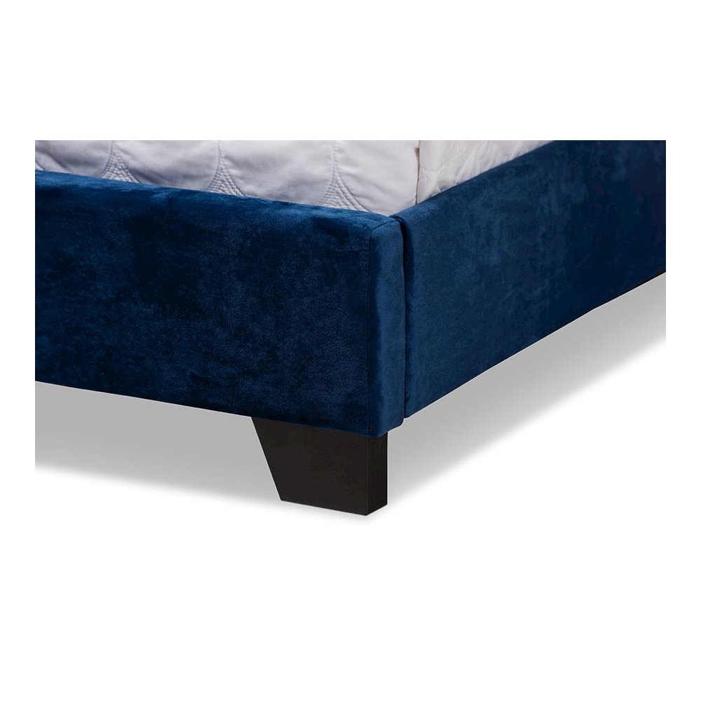 Baxton Studio Candace Luxe and Glamour Navy Velvet Upholstered Queen Size Bed. Picture 5