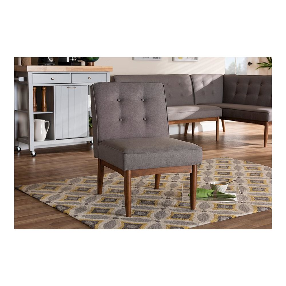 Baxton Studio Arvid Mid-Century Modern Gray Fabric Upholstered Wood Dining Chair. Picture 19