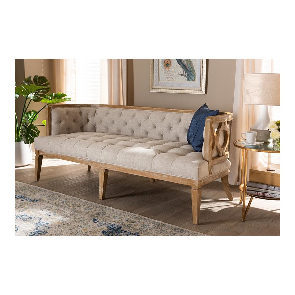 White-Washed Oak Wood Sofa. Picture 21