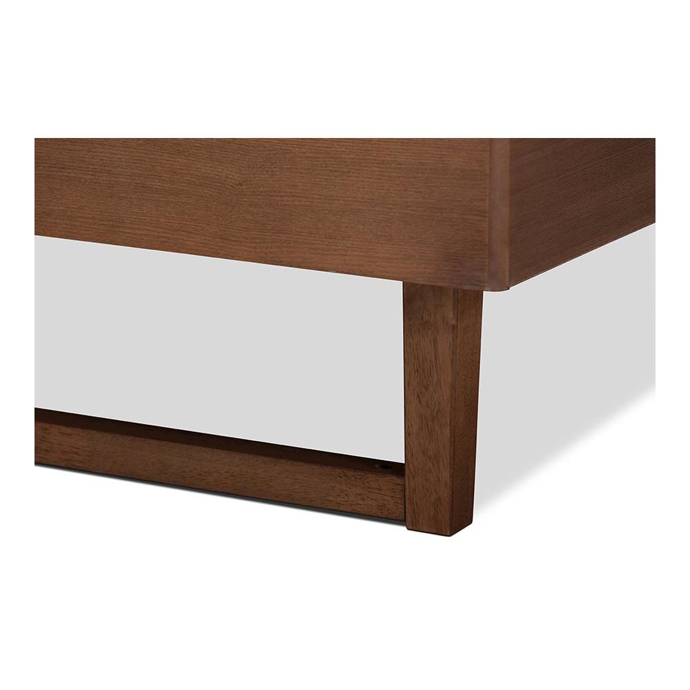 Walnut Brown Finished Wood Queen Size Platform Bed Frame. Picture 4