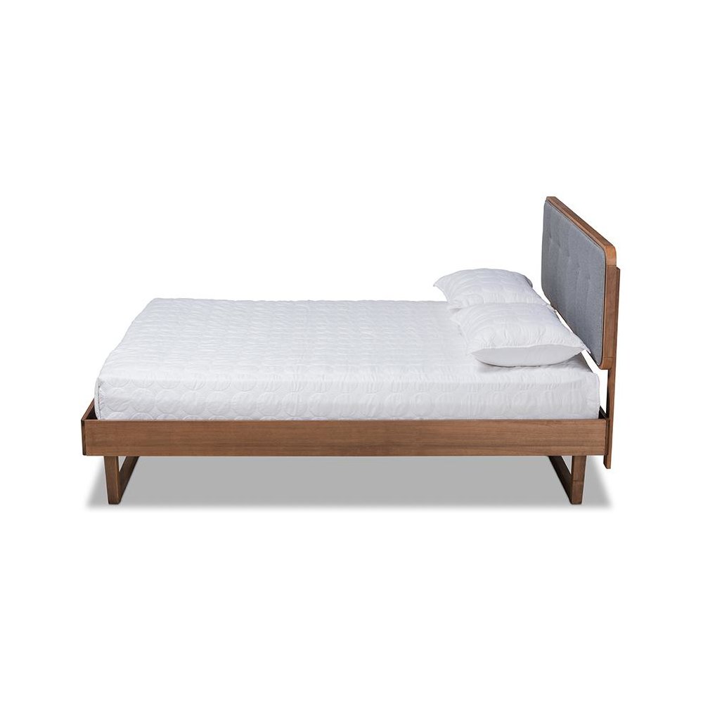 Ash Walnut Finished Wood Queen Size Platform Bed. Picture 2