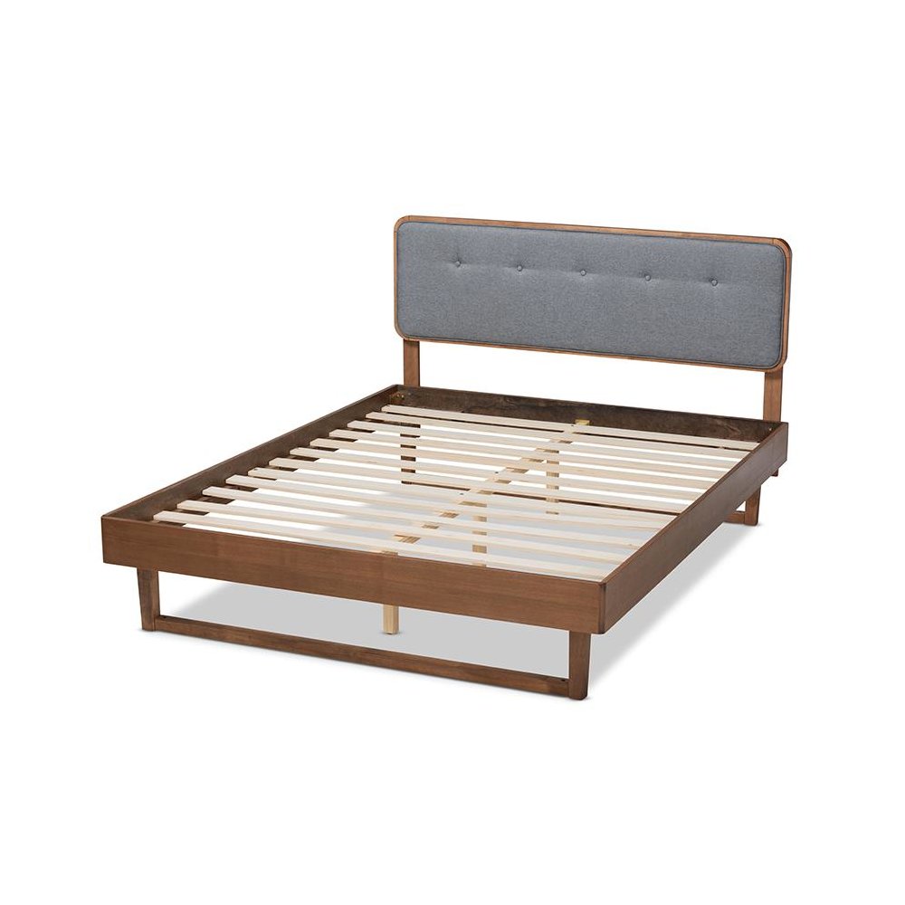 Ash Walnut Finished Wood Queen Size Platform Bed. Picture 3