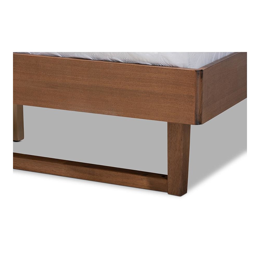 Ash Walnut Finished Wood Queen Size Platform Bed. Picture 5