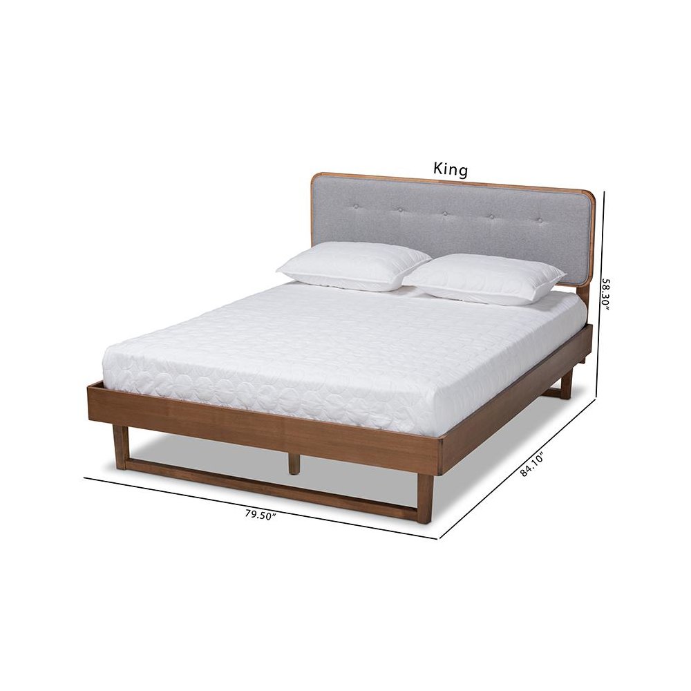 Ash Walnut Finished Wood Queen Size Platform Bed. Picture 10
