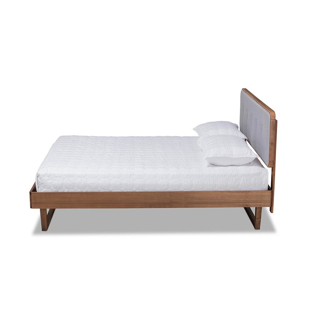 Ash Walnut Finished Wood Queen Size Platform Bed. Picture 2