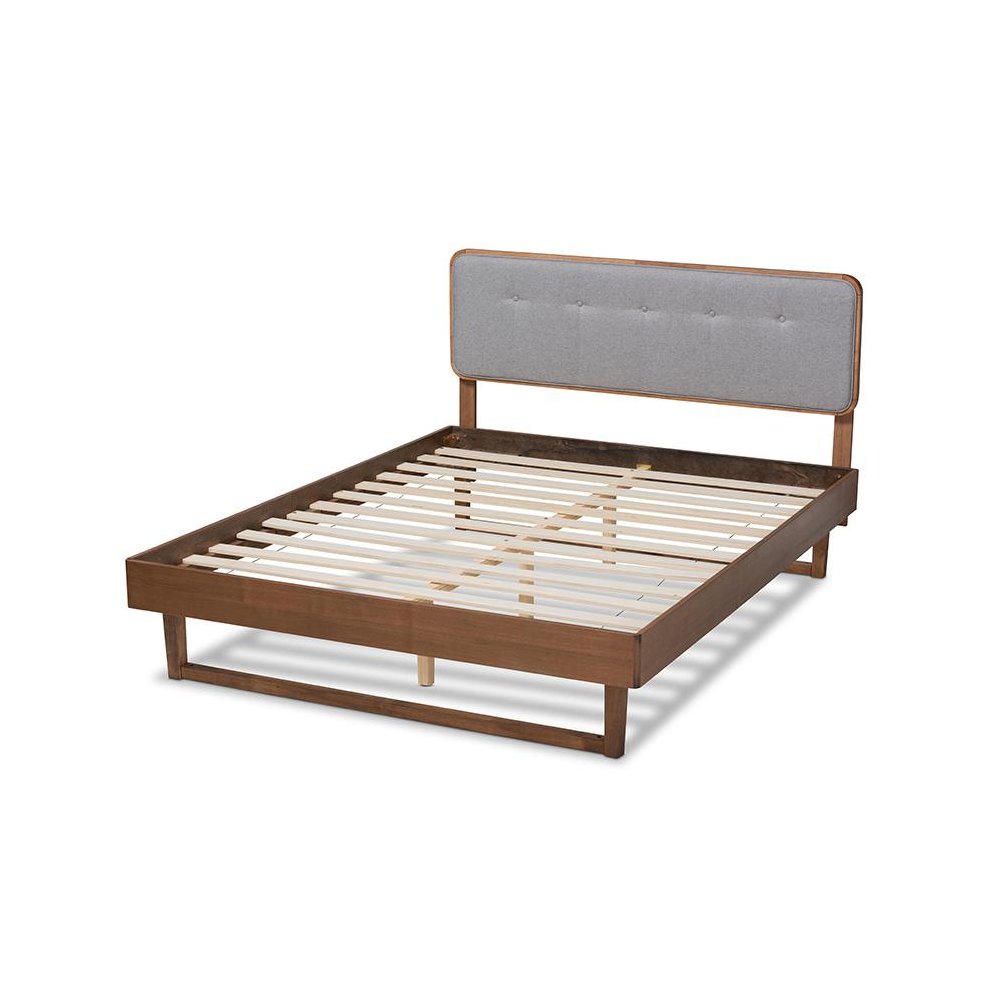 Ash Walnut Finished Wood Queen Size Platform Bed. Picture 3