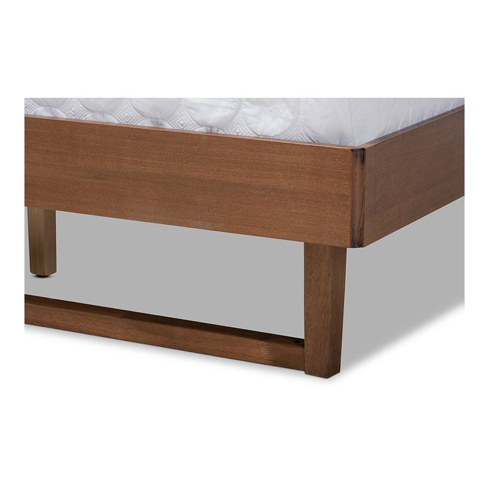 Ash Walnut Finished Wood Queen Size Platform Bed. Picture 5