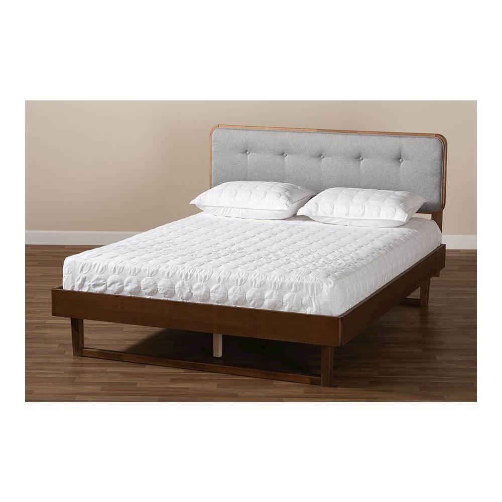 Ash Walnut Finished Wood Queen Size Platform Bed. Picture 7