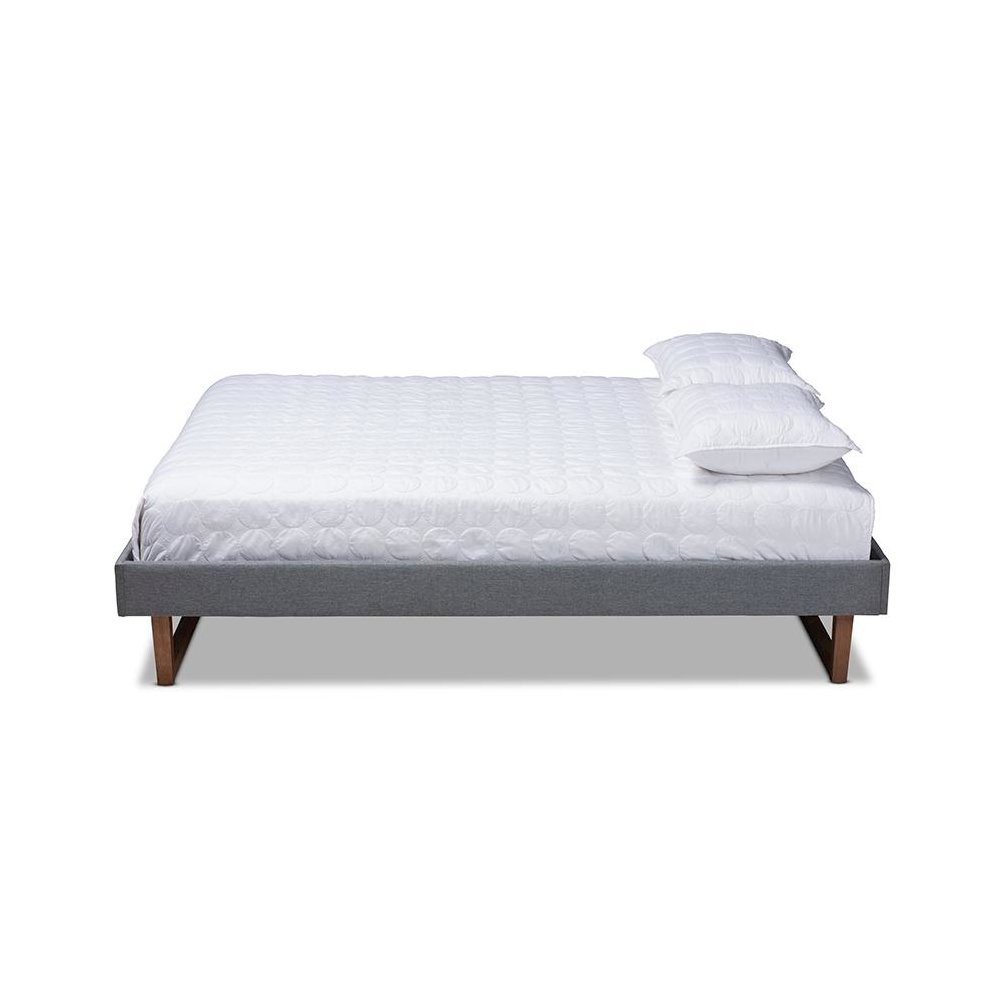 Walnut Brown Finished Wood Queen Size Platform Bed Frame. Picture 2