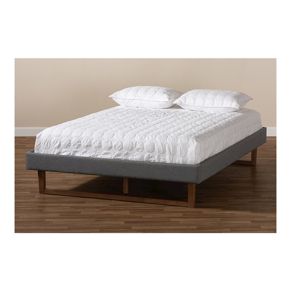 Walnut Brown Finished Wood Queen Size Platform Bed Frame. Picture 6