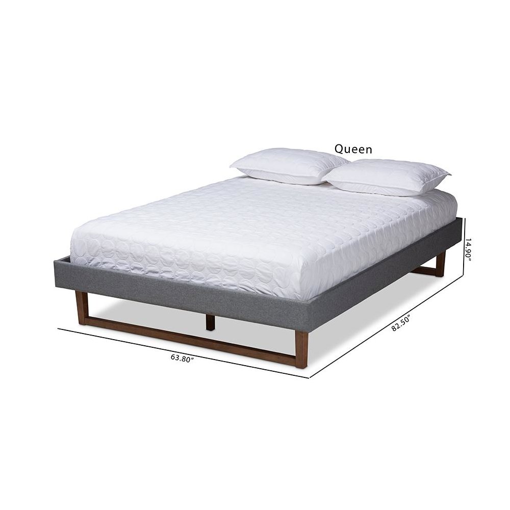 Walnut Brown Finished Wood Queen Size Platform Bed Frame. Picture 8