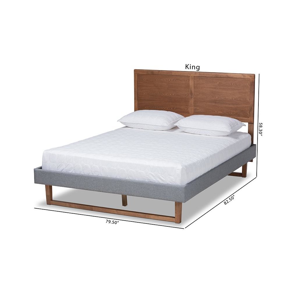 Ash Walnut Brown Finished Wood Queen Size Platform Bed. Picture 10