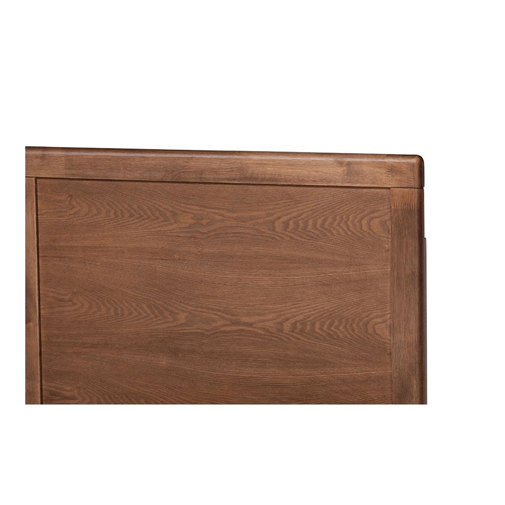 Ash Walnut Brown Finished Wood Queen Size Platform Bed. Picture 4