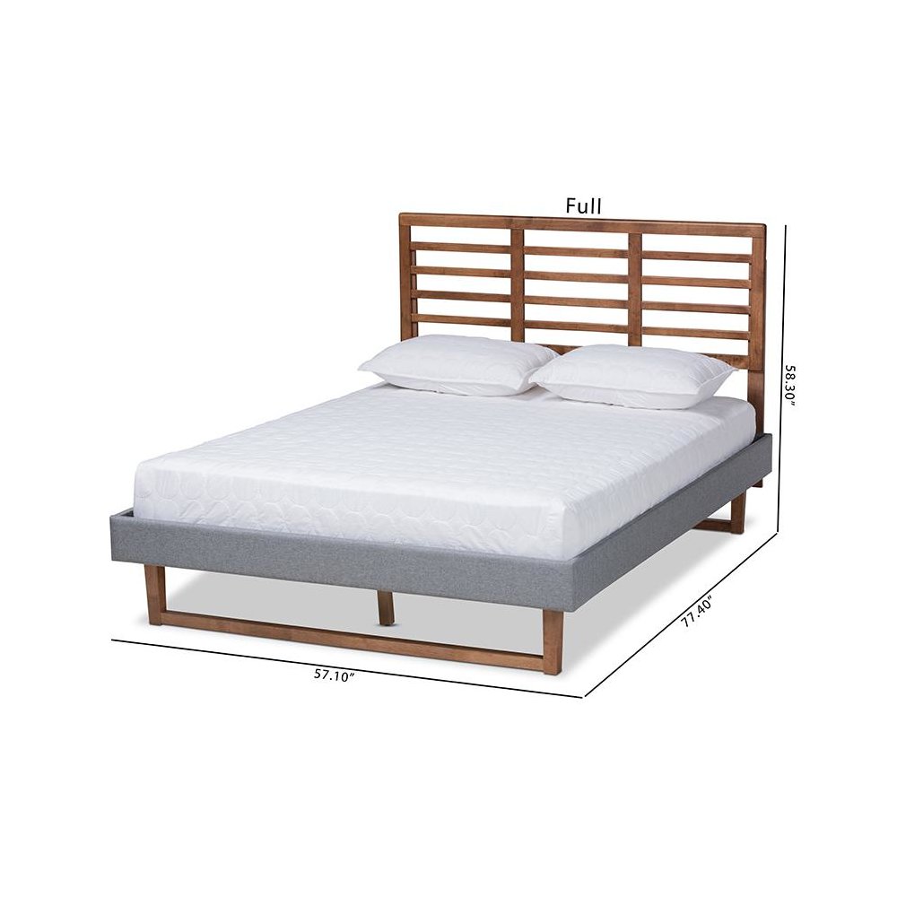 Ash Walnut Brown Finished Wood Queen Size Platform Bed. Picture 8