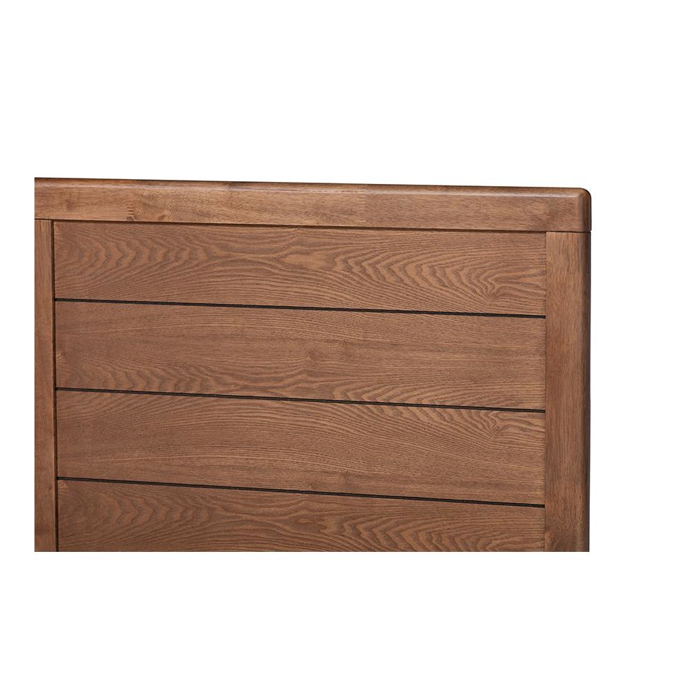 Ash Walnut Brown Finished Wood Queen Size Platform Bed. Picture 4