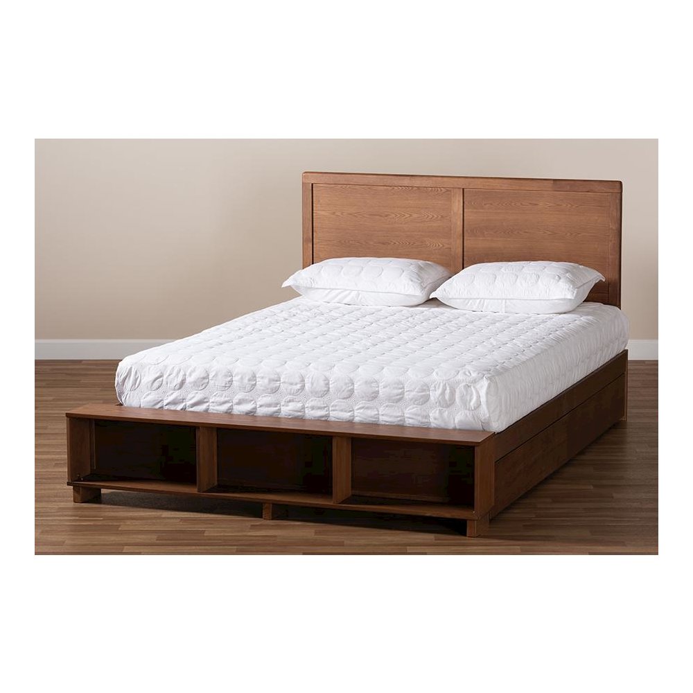 Finished Wood Queen Size 4-Drawer Platform Storage Bed with Built-In Shelves. Picture 11