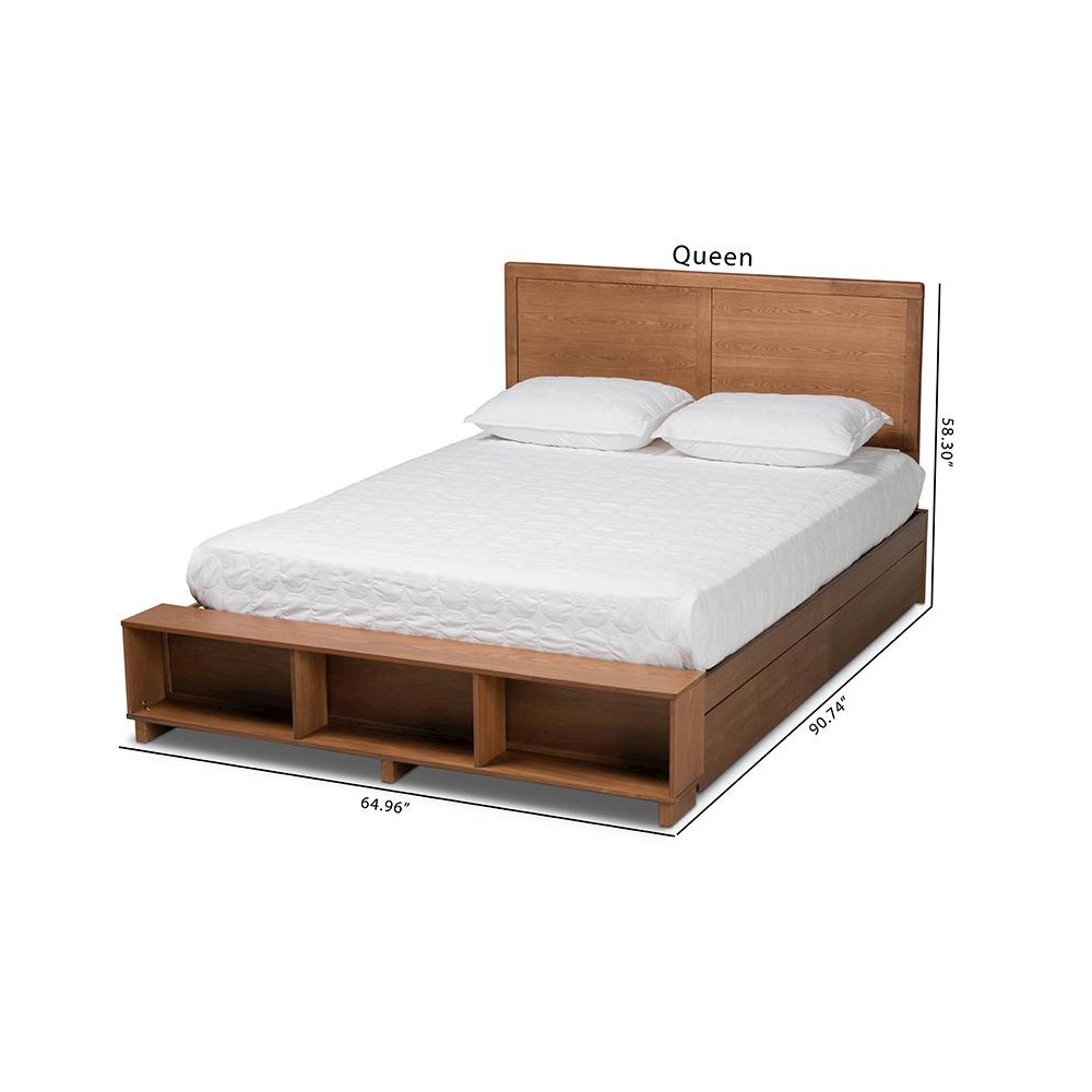Finished Wood Queen Size 4-Drawer Platform Storage Bed with Built-In Shelves. Picture 13