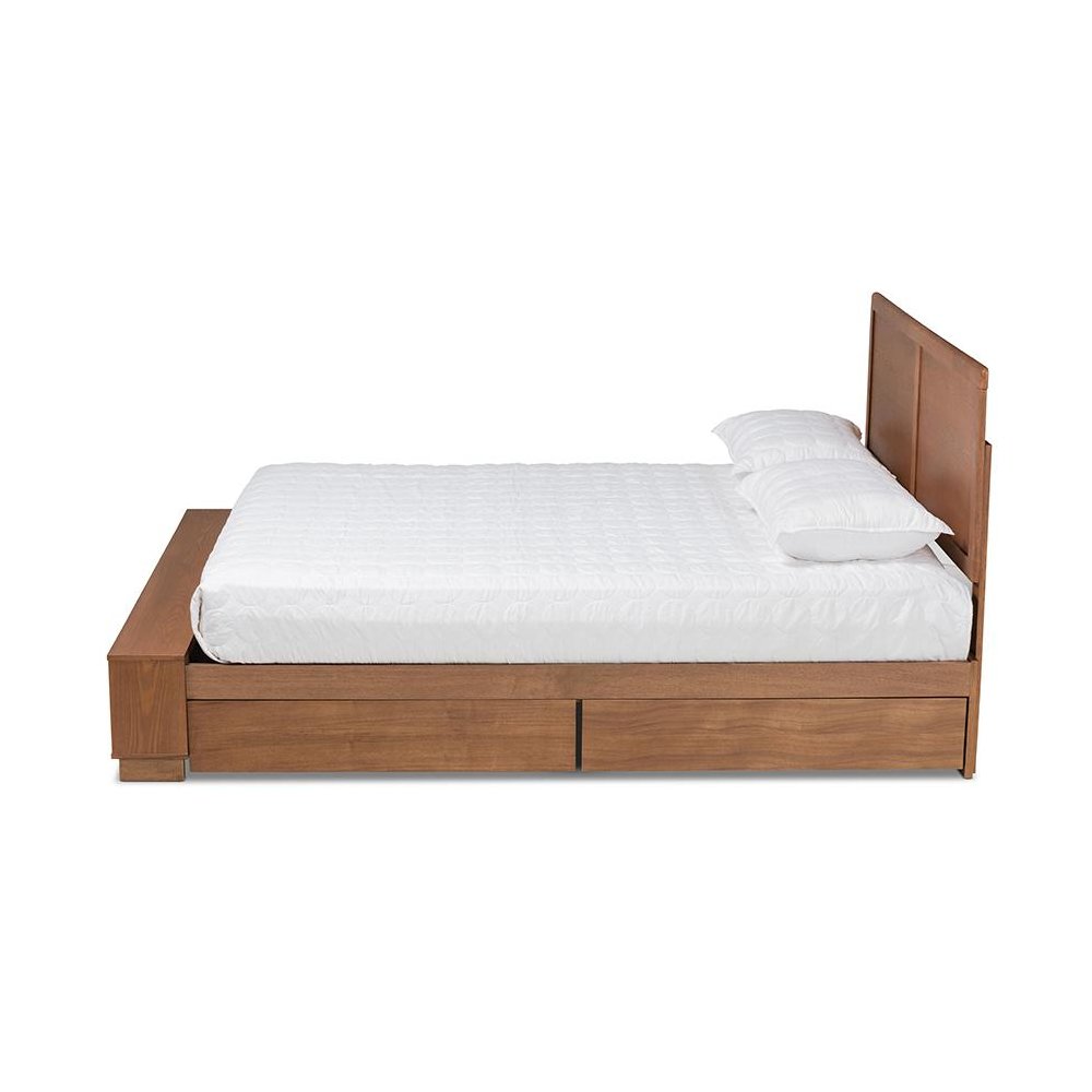 Finished Wood Queen Size 4-Drawer Platform Storage Bed with Built-In Shelves. Picture 3