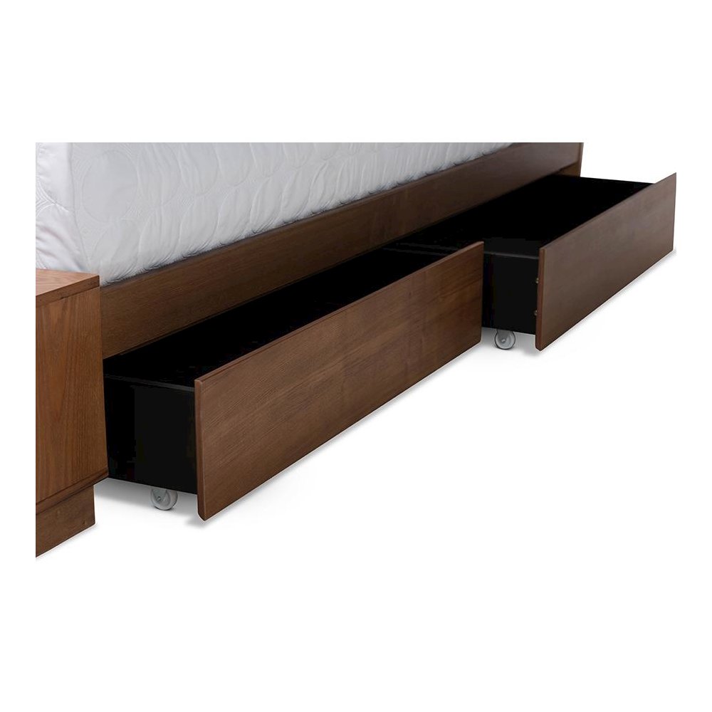Finished Wood Queen Size 4-Drawer Platform Storage Bed with Built-In Shelves. Picture 8