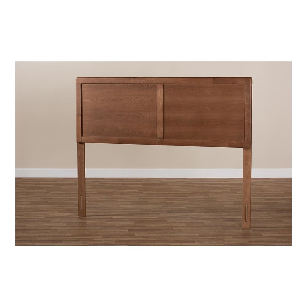 Raya Mid-Century Modern Walnut Brown Finished Wood Queen Size Headboard. Picture 5