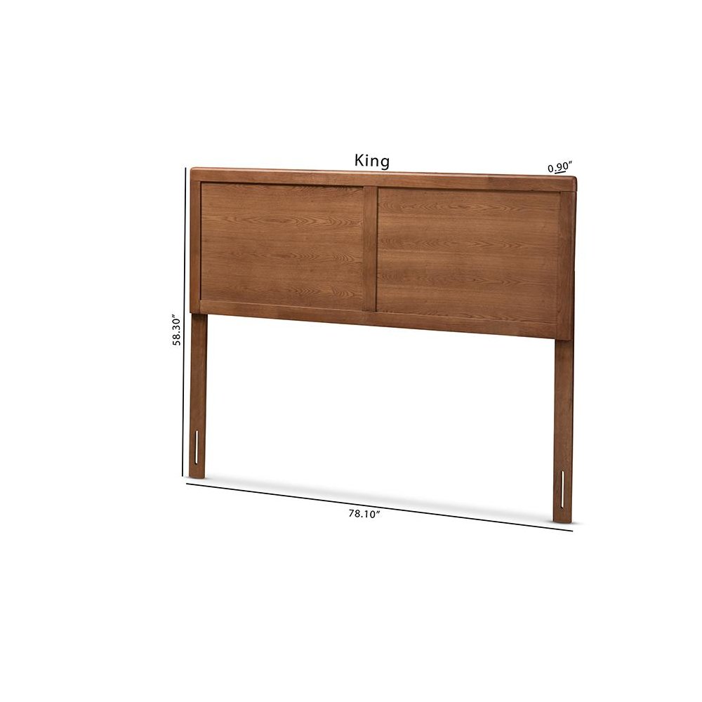 Raya Mid-Century Modern Walnut Brown Finished Wood Queen Size Headboard. Picture 8