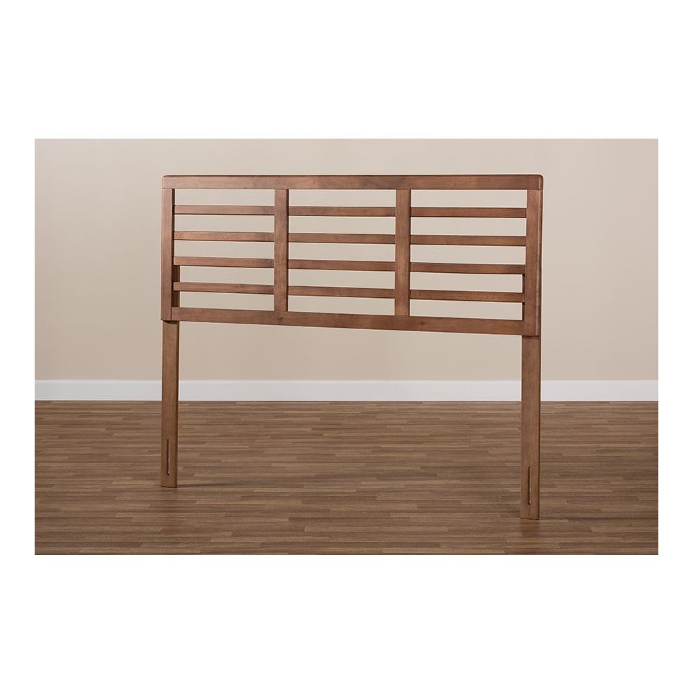 Walnut Brown Finished Wood Queen Size Open Slat Headboard. Picture 5