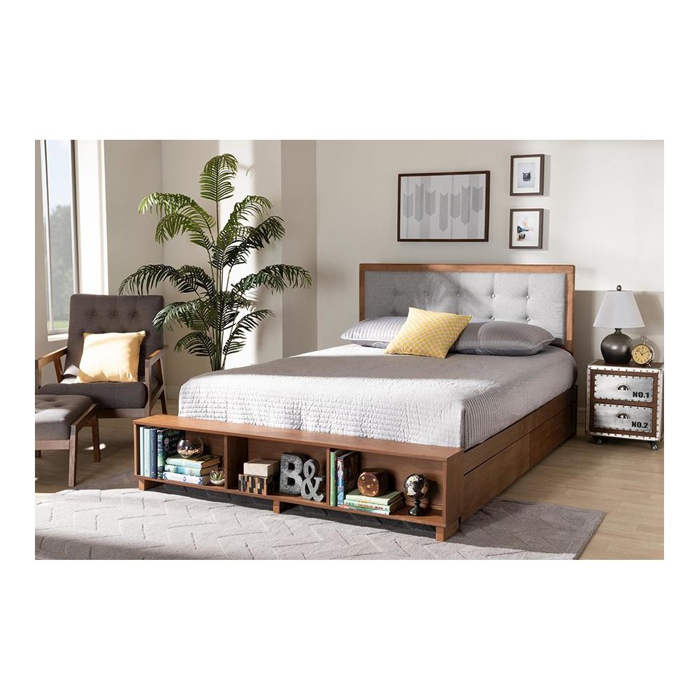 Walnut Brown Finished Wood 4-Drawer Full Size Platform Storage Bed. Picture 27