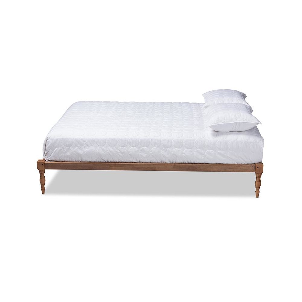 Walnut Brown Finished Wood Queen Size Platform Bed Frame. Picture 2
