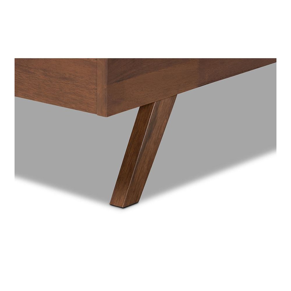 Grey Fabric Upholstered Walnut Finished Wood King Size Bed. Picture 5