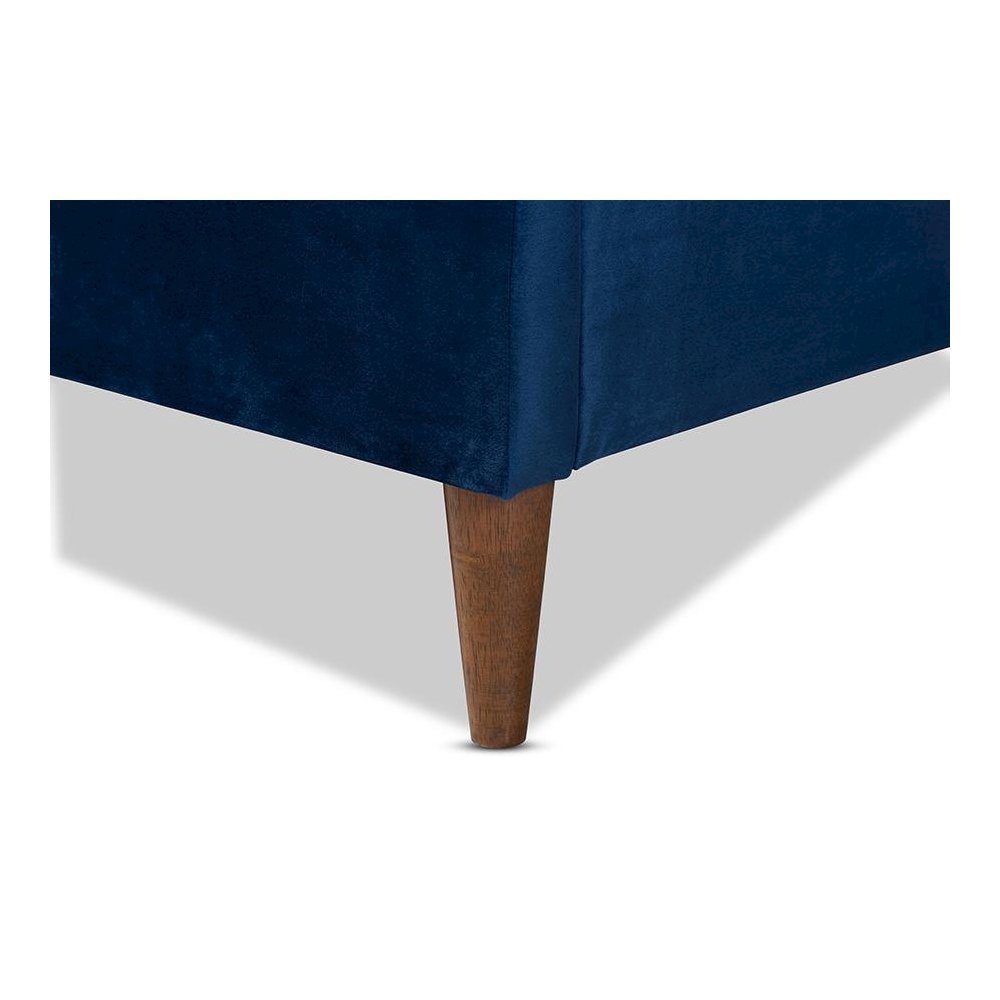 Frida Glam and Luxe Royal Blue Velvet Fabric Upholstered Queen Size Bed. Picture 5