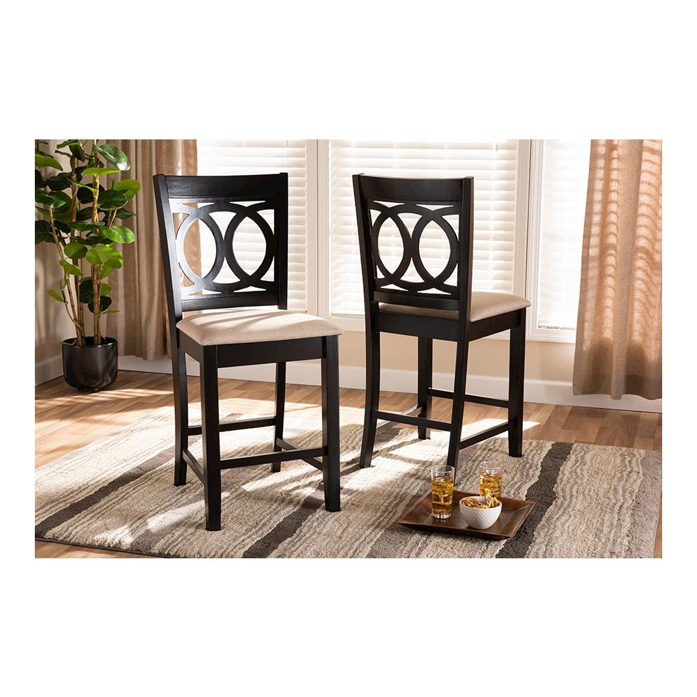 Espresso Brown Finished Wood 2-Piece Counter Height Pub Chair Set. Picture 15