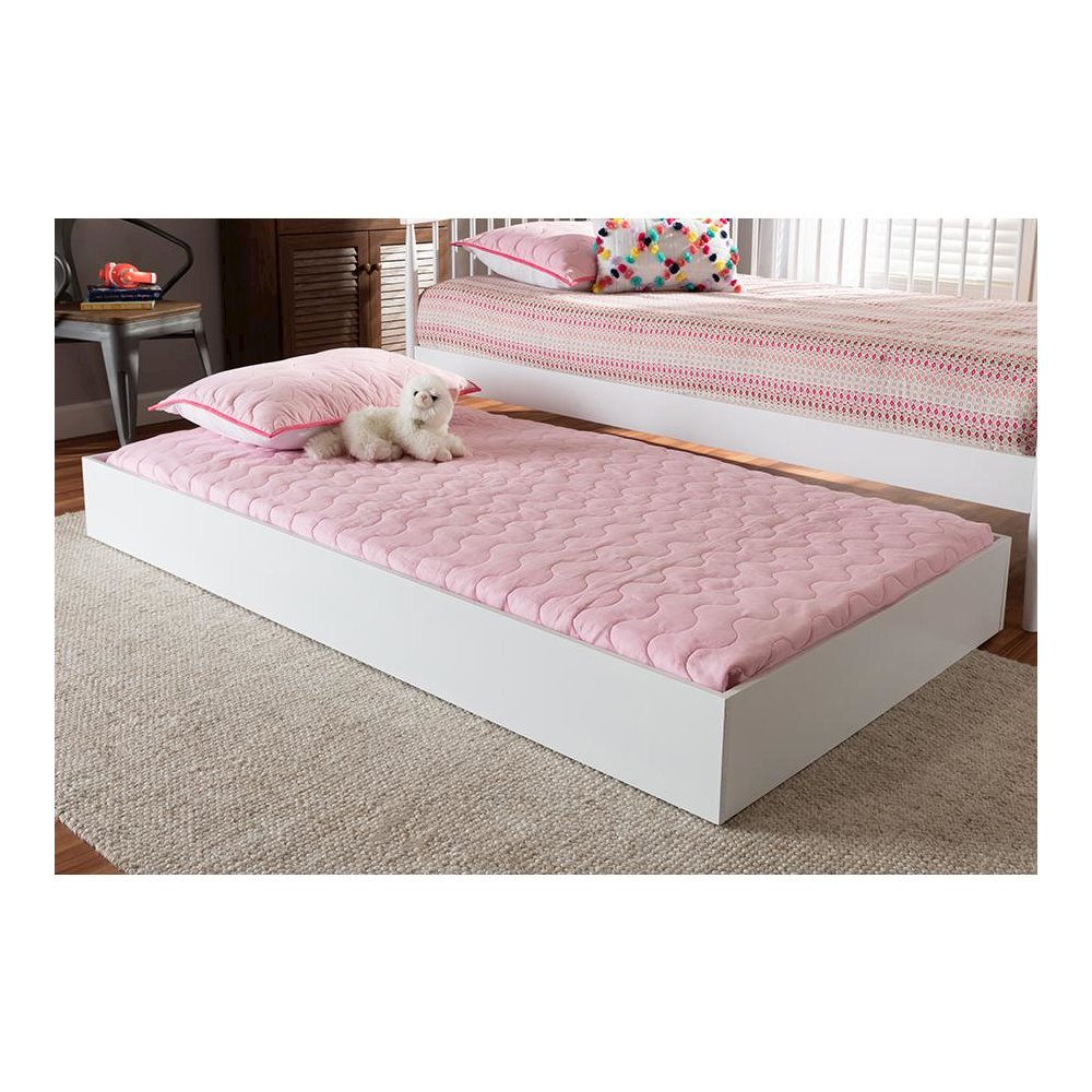 Renata Modern and Contemporary White Finished Wood Twin Size Trundle. Picture 13