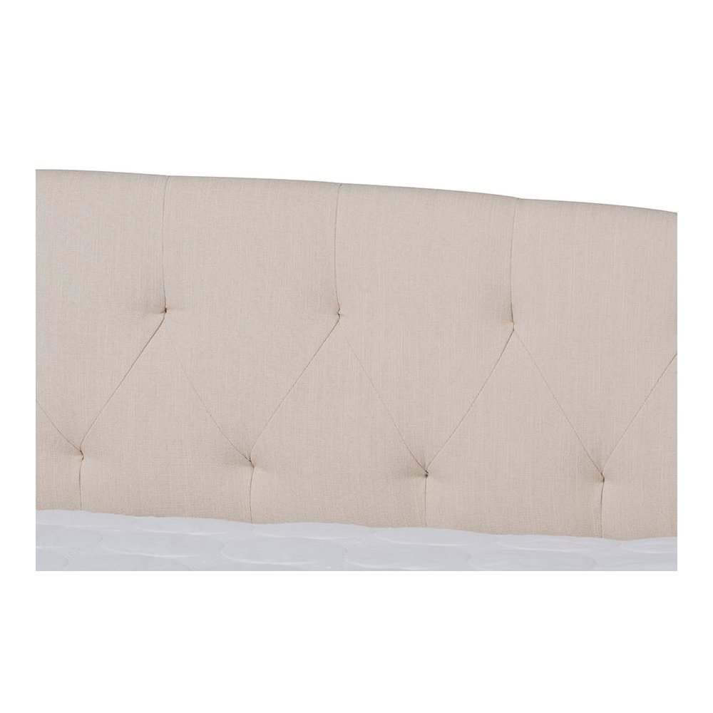 Beige Fabric Upholstered Queen Size Daybed with Roll-Out Trundle Bed. Picture 6