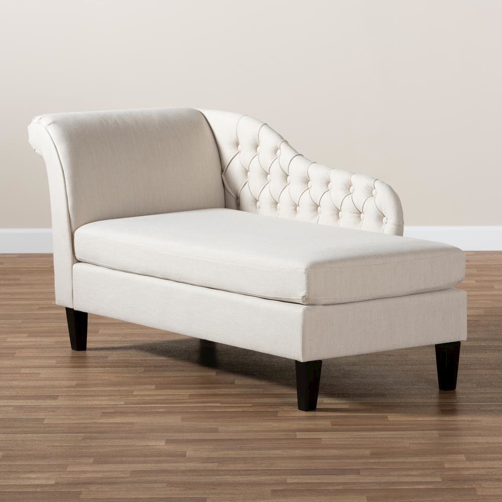Beige Fabric Upholstered Black Finished Chaise Lounge. Picture 17