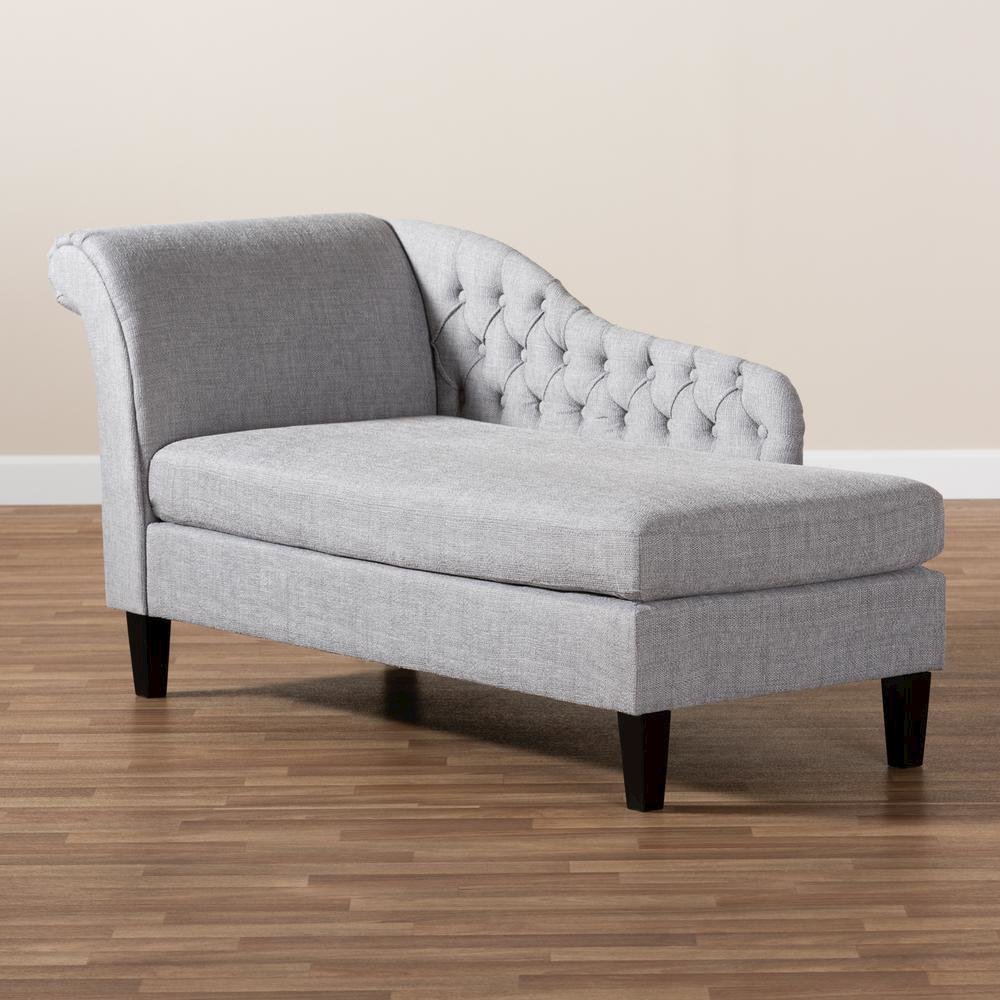 Grey Fabric Upholstered Black Finished Chaise Lounge. Picture 17
