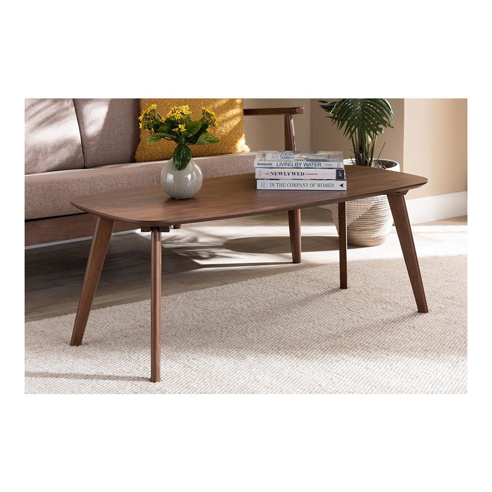 Baxton Studio Dahlia Mid-Century Modern Walnut Finished Coffee Table. Picture 15