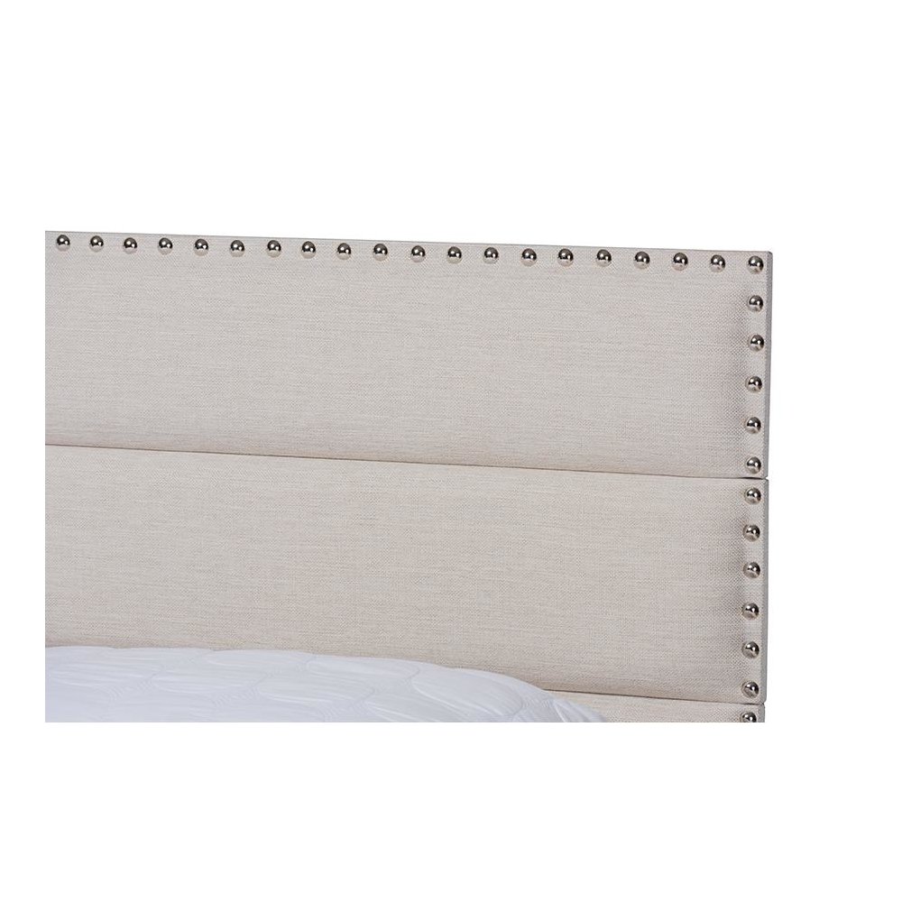 Ansa Modern and Contemporary Beige Fabric Upholstered Queen Size Bed. Picture 4
