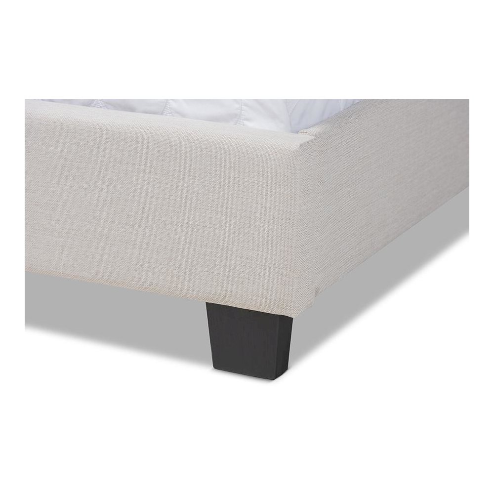 Ansa Modern and Contemporary Beige Fabric Upholstered Queen Size Bed. Picture 5