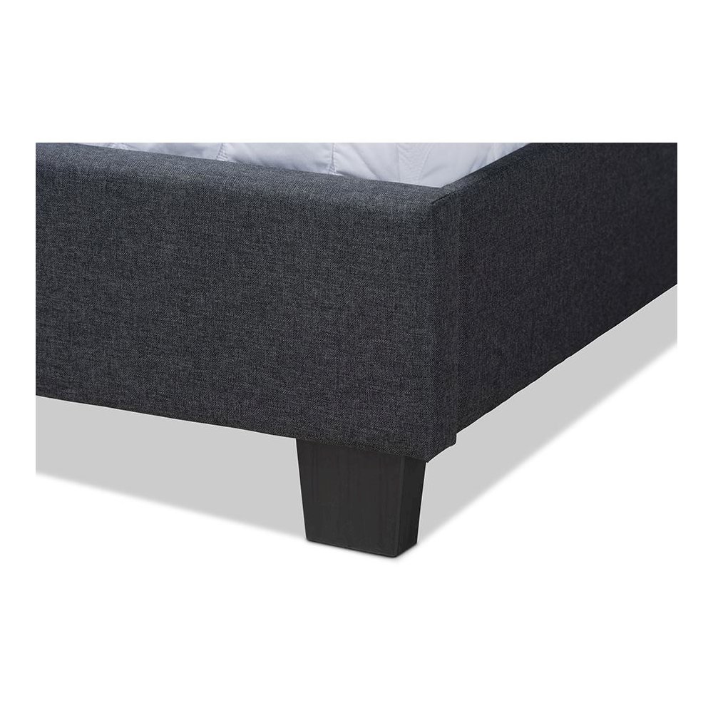 Ansa Modern and Contemporary Dark Grey Fabric Upholstered Queen Size Bed. Picture 5