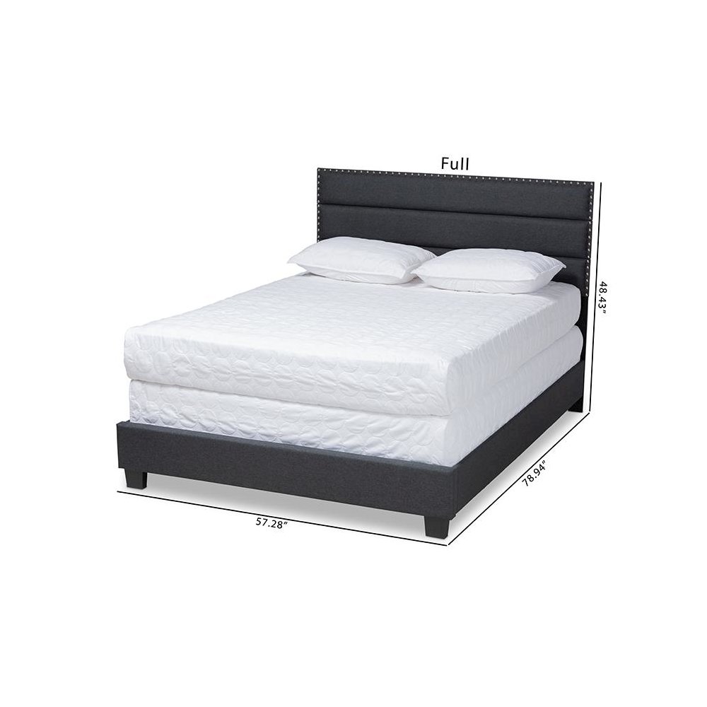 Ansa Modern and Contemporary Dark Grey Fabric Upholstered Queen Size Bed. Picture 8
