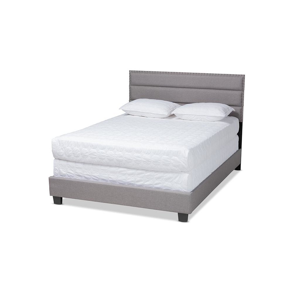 Ansa Modern and Contemporary Grey Fabric Upholstered Queen Size Bed. Picture 1