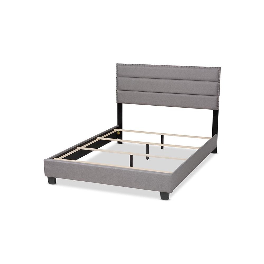 Ansa Modern and Contemporary Grey Fabric Upholstered Queen Size Bed. Picture 3